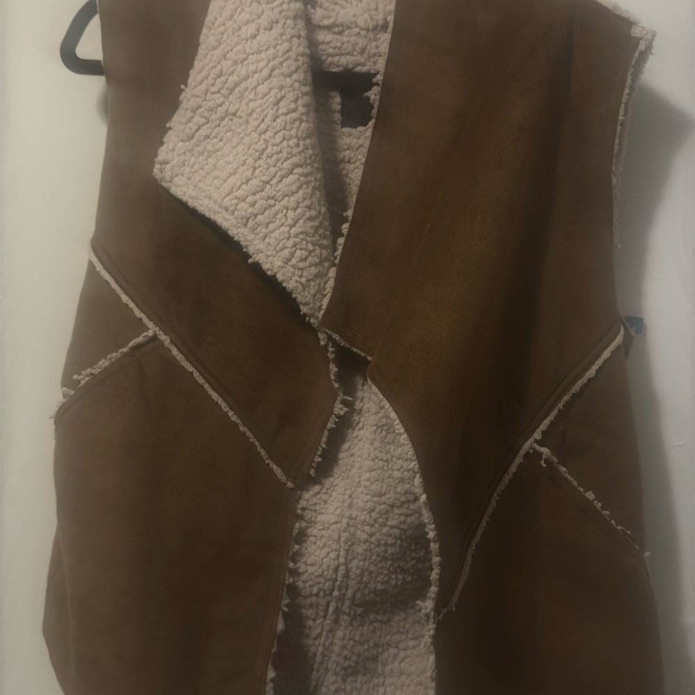 Brown Faux Shearling Vest